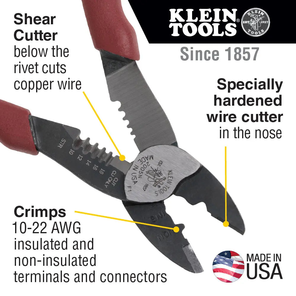 KLEIN KLE-2005N - Forged Steel Wire Crimper, Cutter & Stripper KLEIN