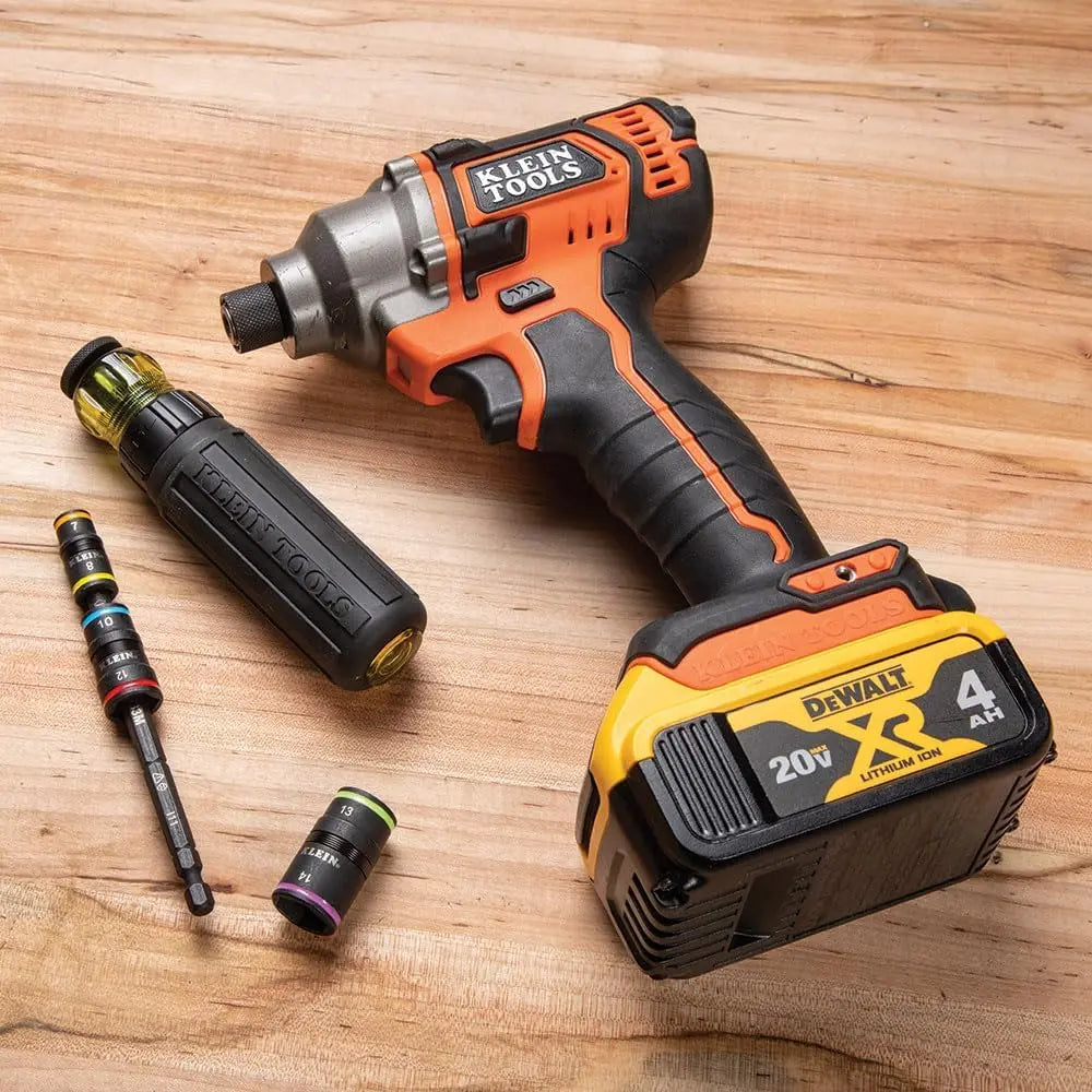 Klein 32933M - 6-in-1 Metric Impact Socket Set, 3 Flip Sockets with 6 Metric Hex Sizes 7 mm to 14 mm KLEIN