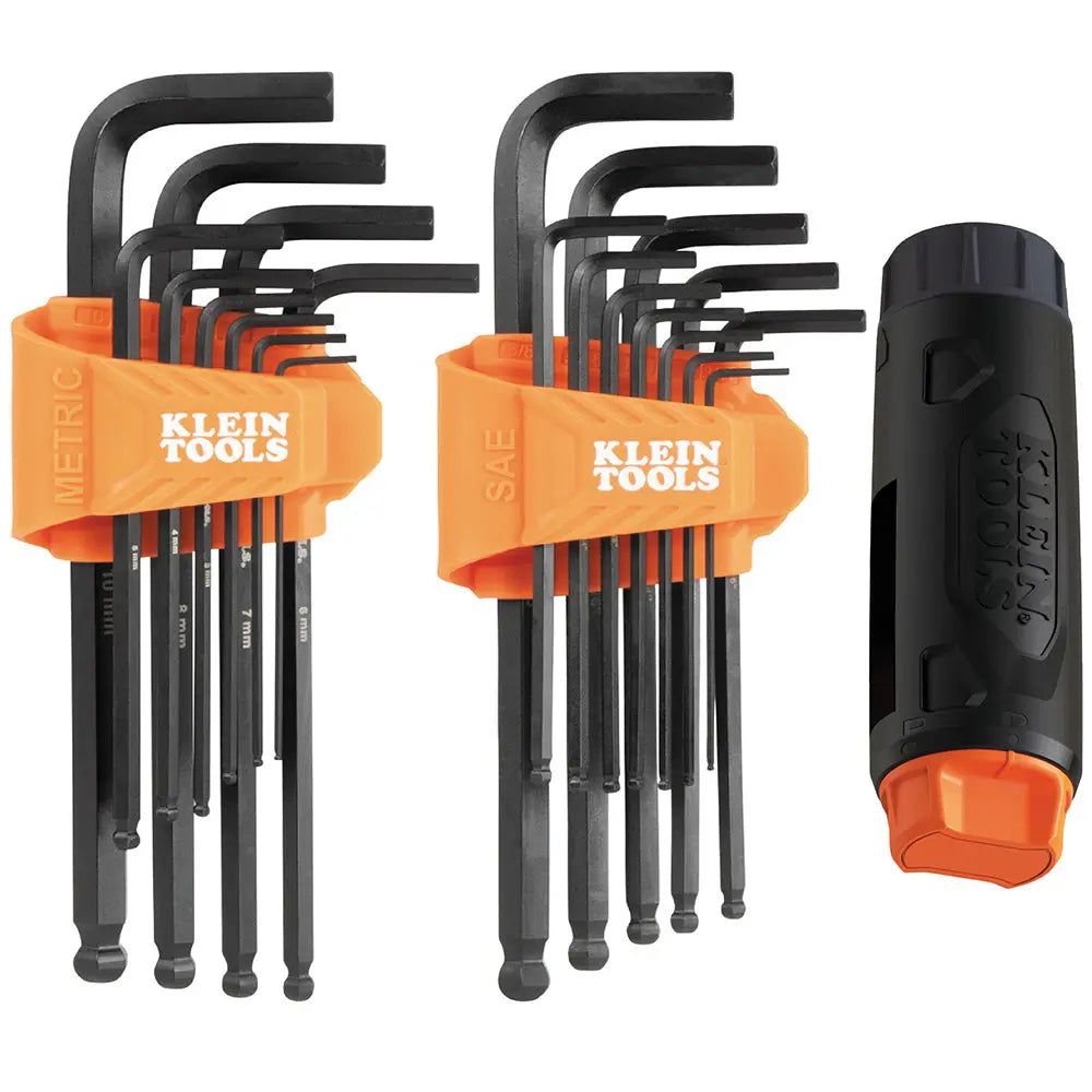 KLEIN KLE-BLS22H - 22pc Long SAE and Metric Ball End Hex Key Set KLEIN