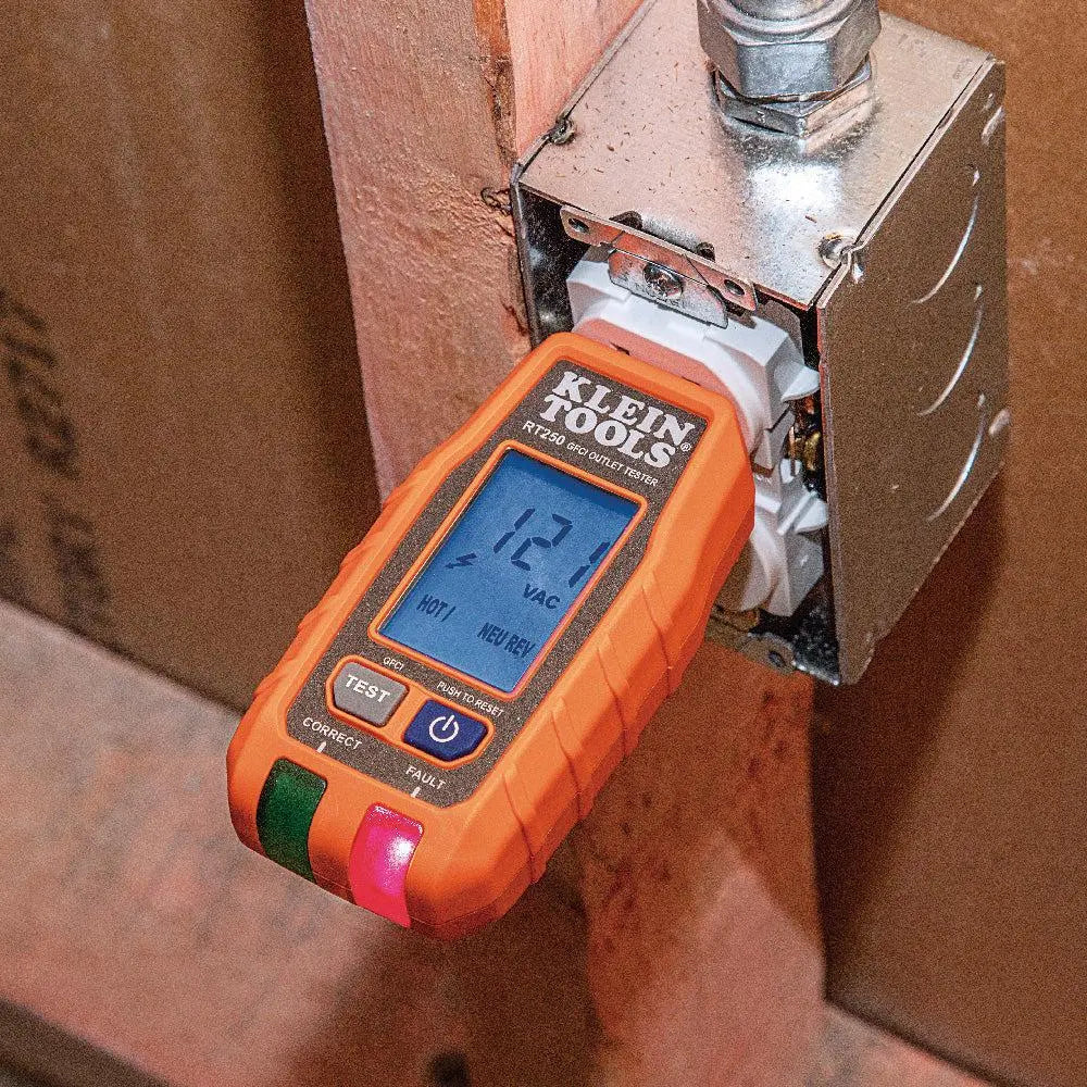 Klein KLE-RT250 - GFCI Receptacle Tester with LCD - Wise Line Tools