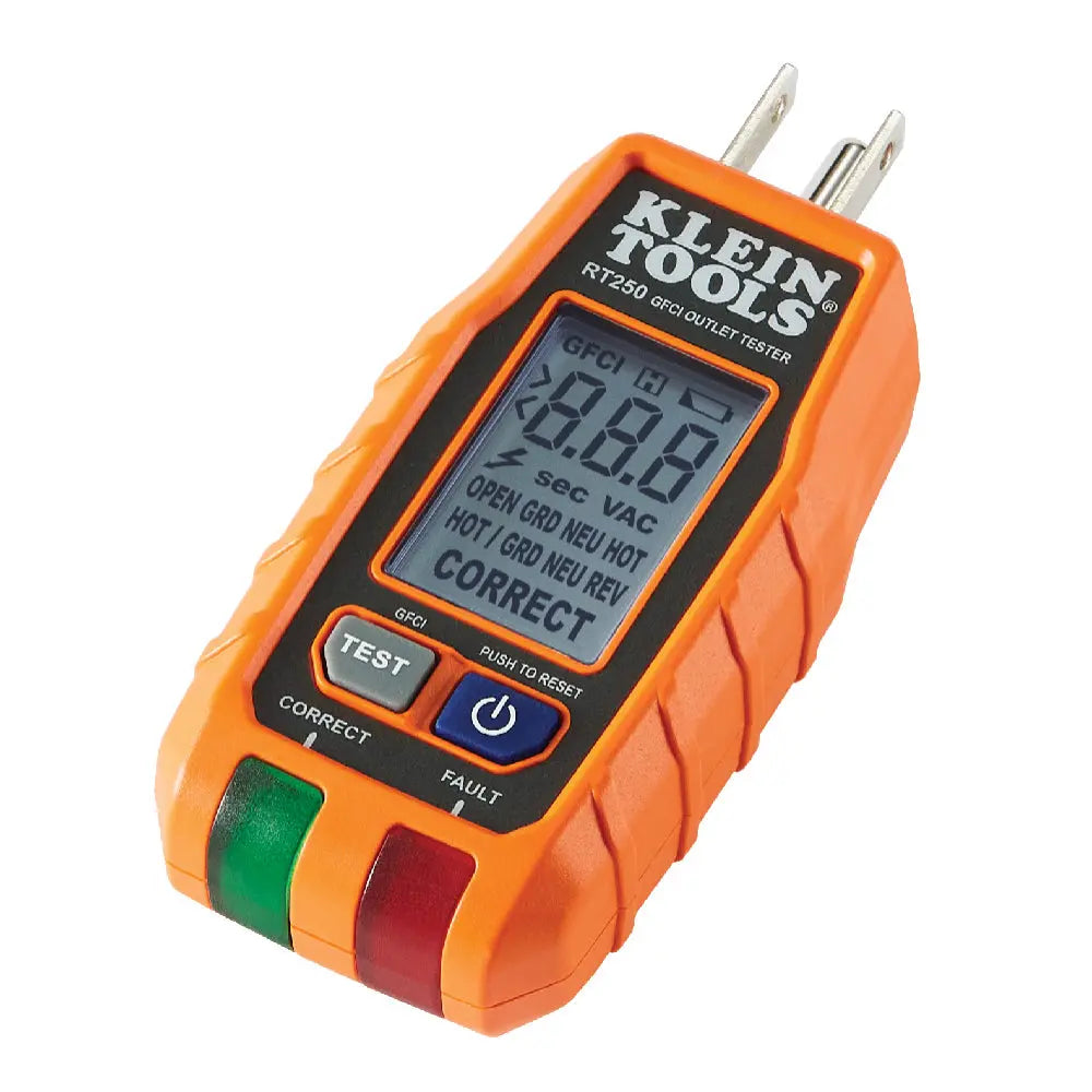 Klein KLE-RT250 - GFCI Receptacle Tester with LCD - Wise Line Tools