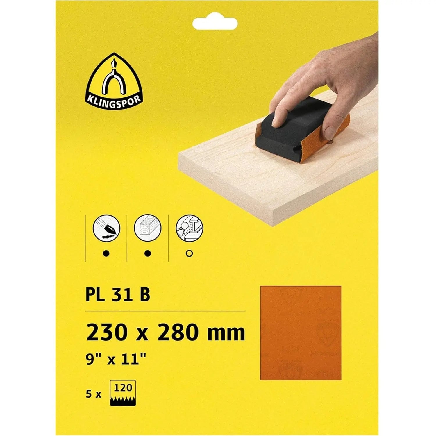 KLINGSPOR 241778 - 9' x 11" 80 grit Sanding Sheet 5 pack KLINGSPOR