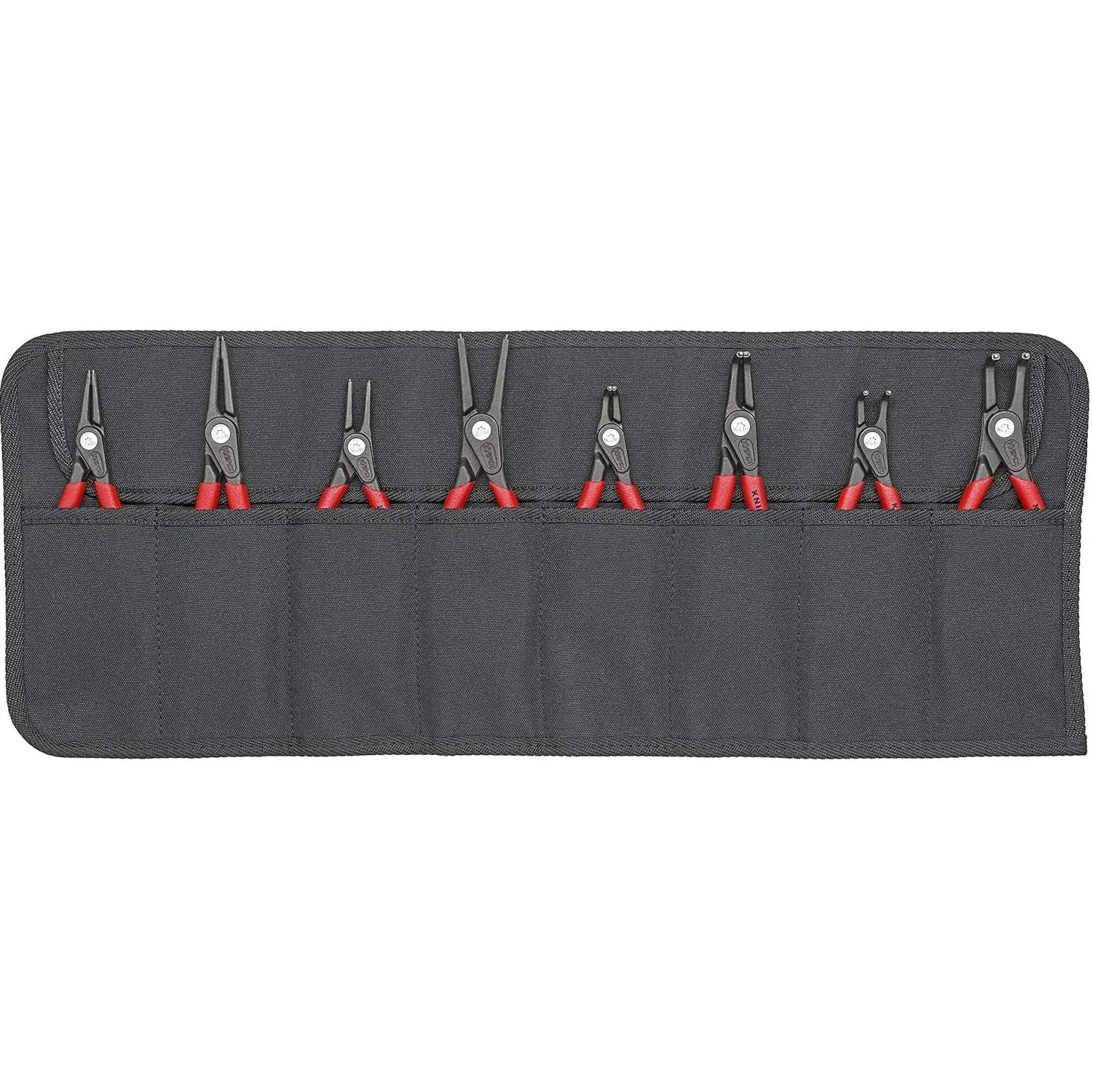 KNIPEX 001958V02 - 8 Pc Precision Snap Ring Pliers Set in Tool Roll KNIPEX