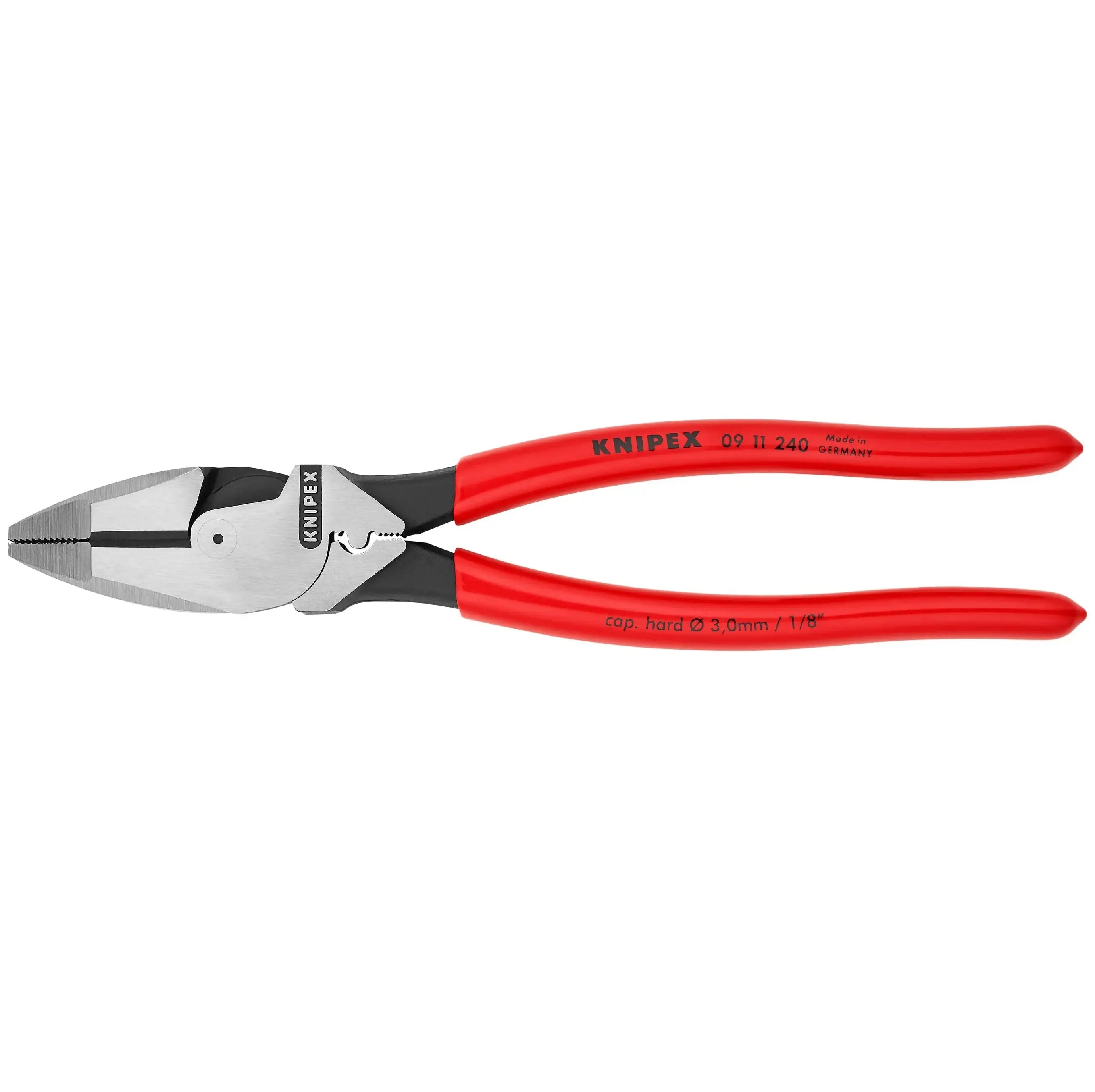 KNIPEX 0911240SBA - 9 1/2" High Leverage Lineman's Pliers New England with Fish Tape Puller & Crimper KNIPEX