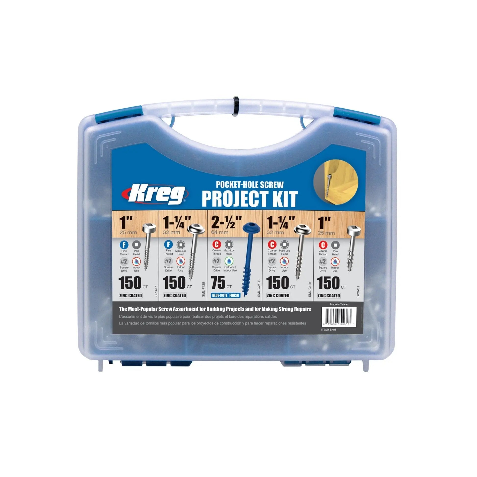 Kreg SK03 - Pocket-Hole Screw Project Kit - Wise Line Tools
