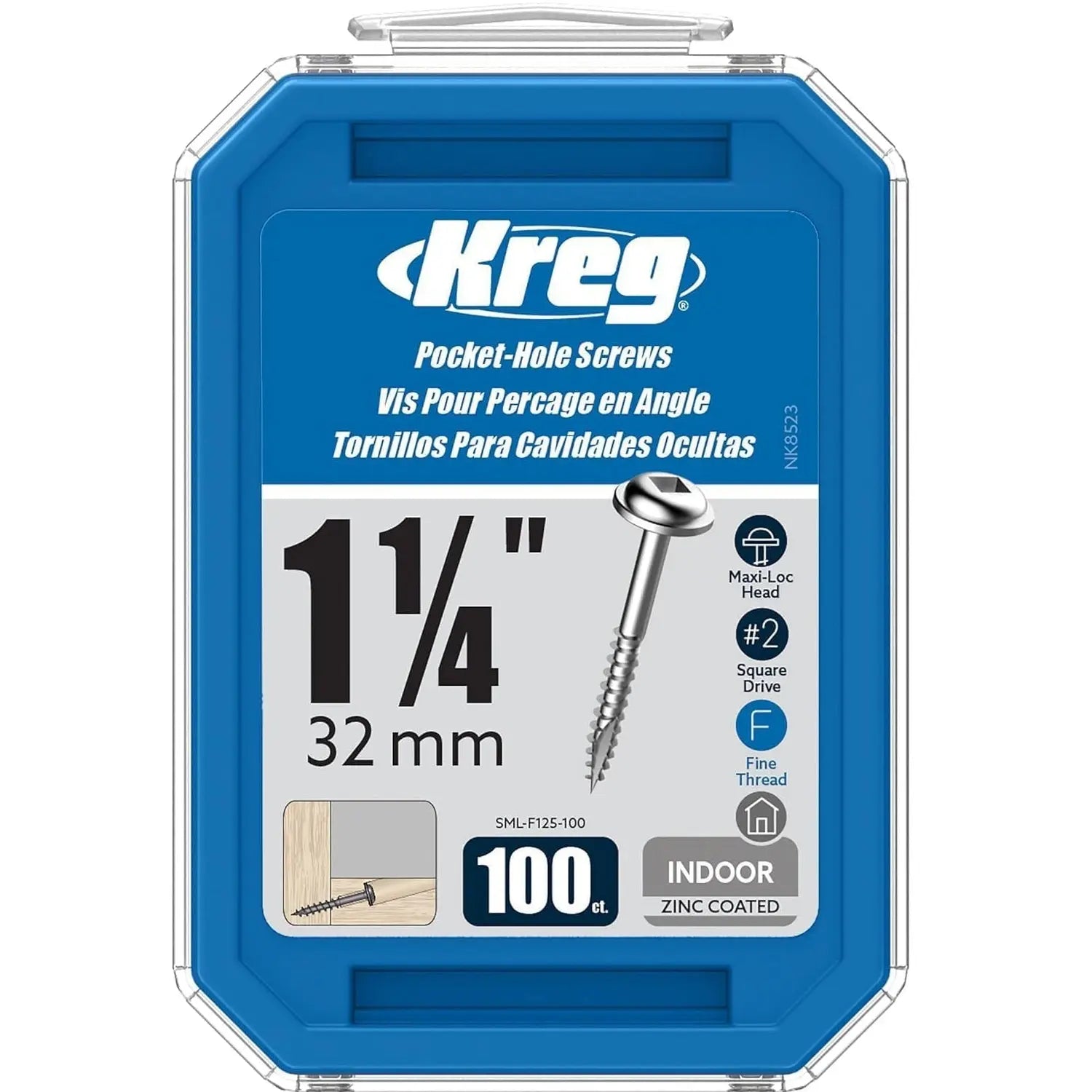 KREG SML-F125-100 - 1 1/4" Pocket Hole Screws -100 (38mm) (Fine) KREG TOOLS