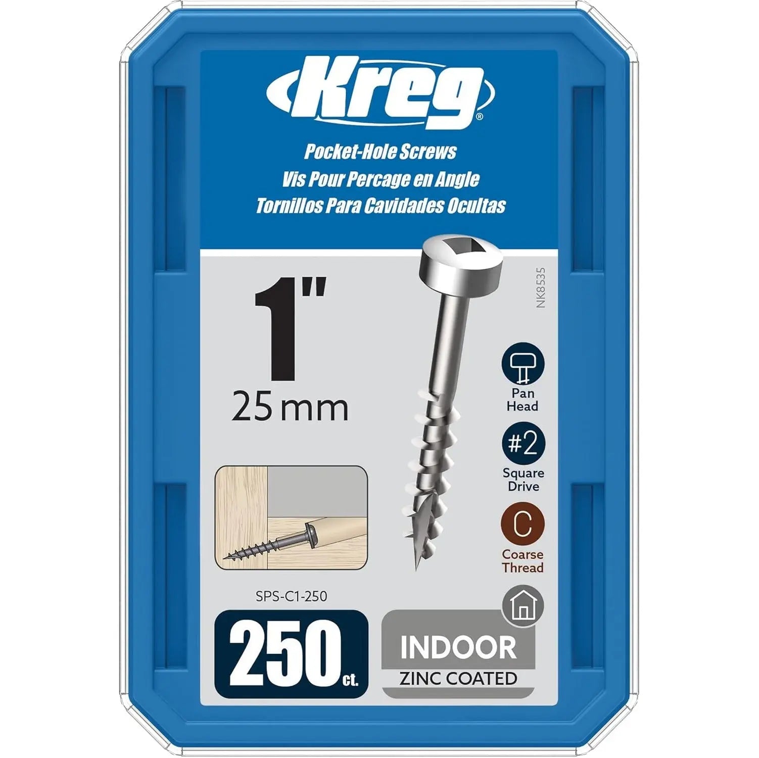 KREG SPS-C1-250 - 1", #7 Coarse, Pan-Head, 250c KREG TOOLS