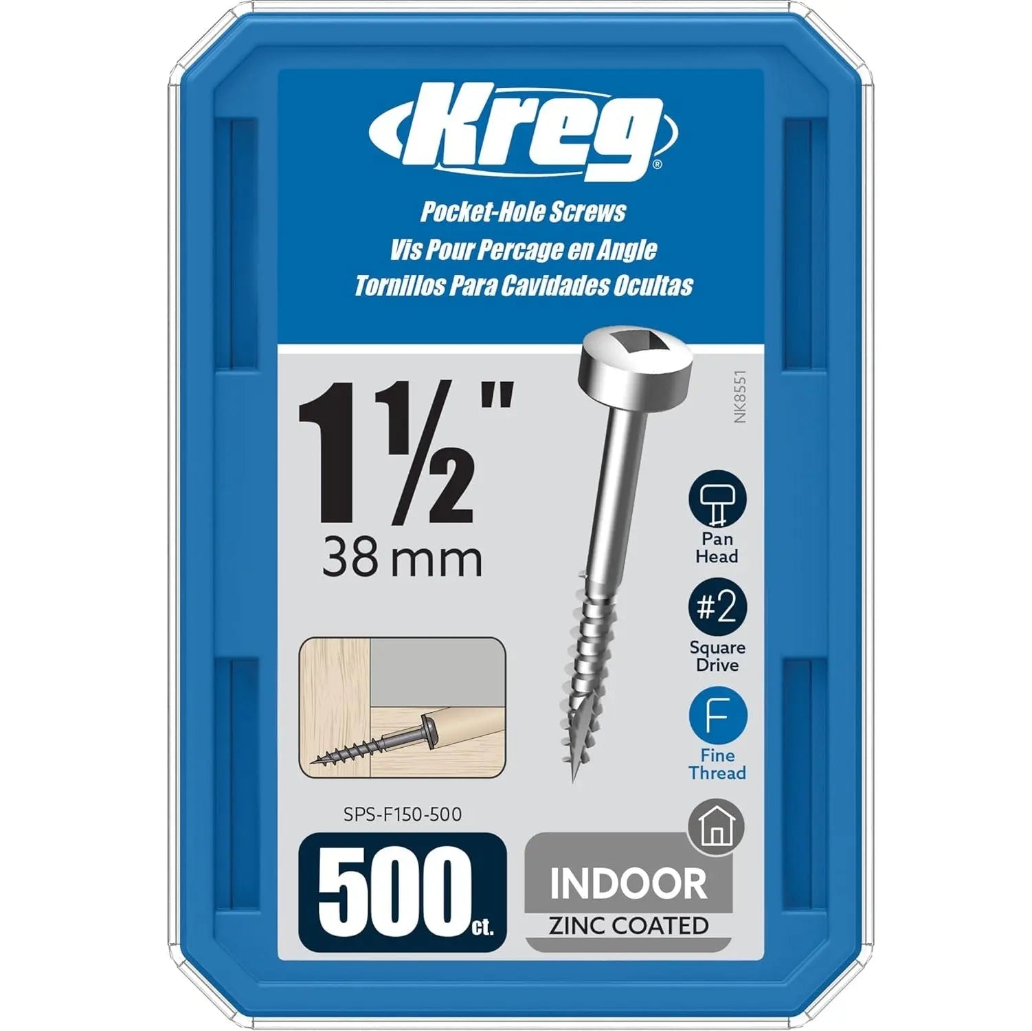 KREG SPS-F150-500 - 1-1/2", #6 Fine, Pan-Head, 500ct KREG TOOLS