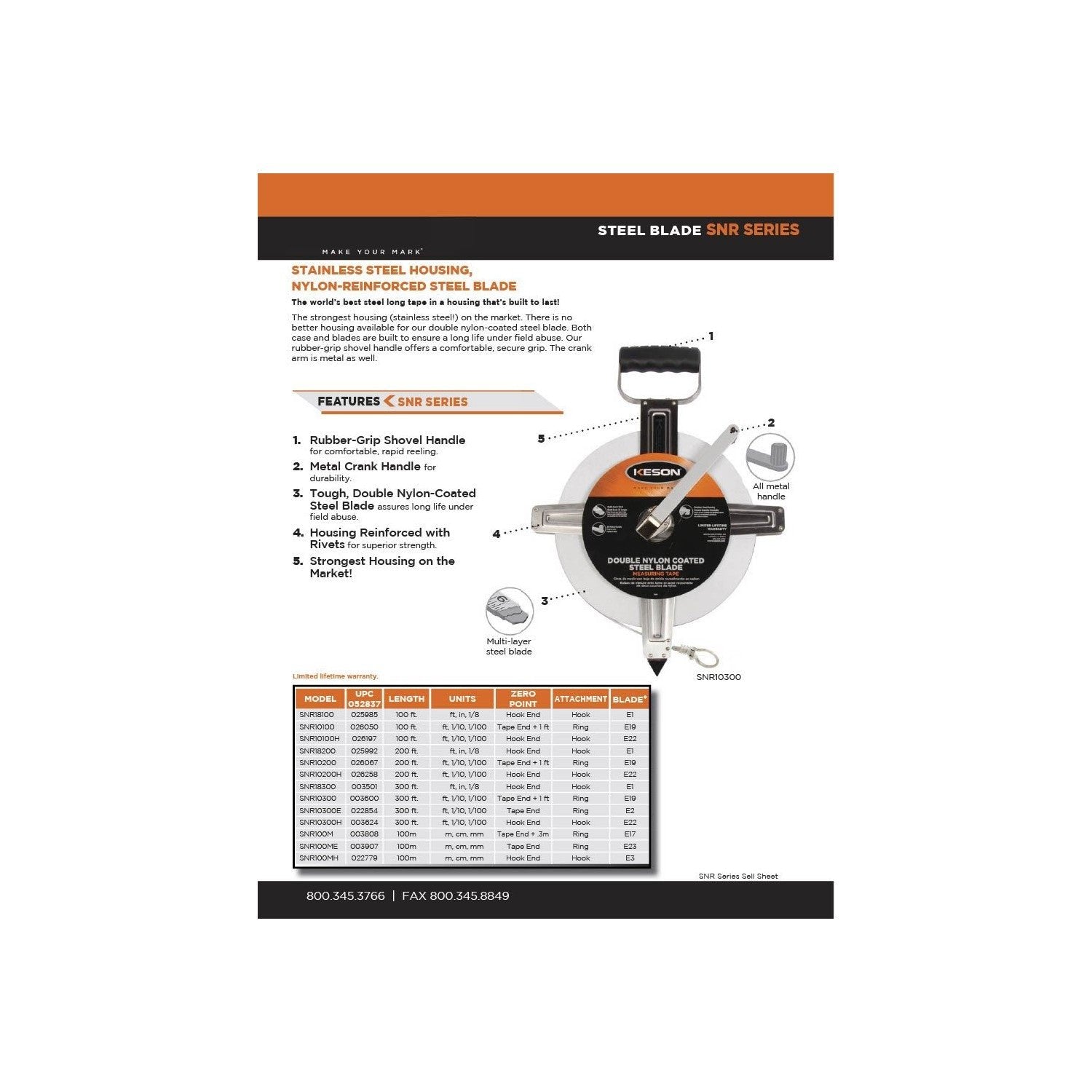 Keson 300' Nylon Coated Steel Measuring Tape - Wise Line Tools