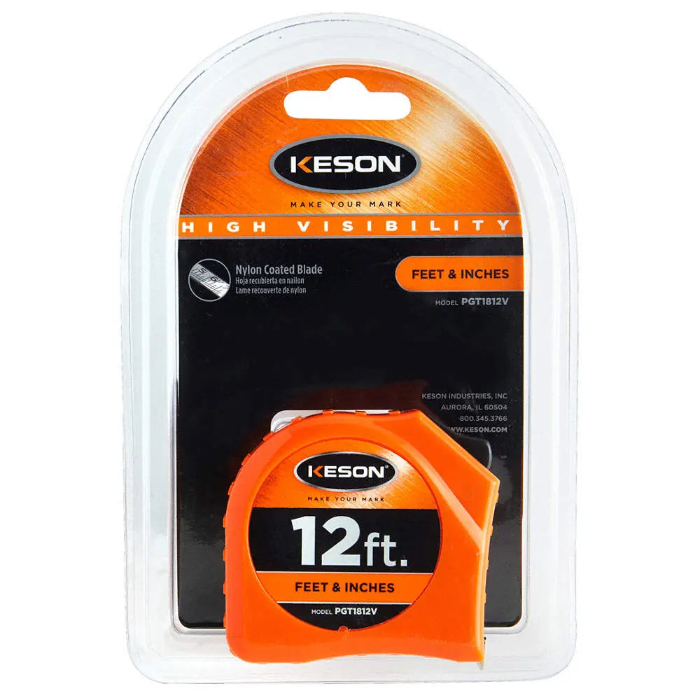 Keson PGT1812V - Tape Measure, 5-8 In x 12 ft, Orange keson