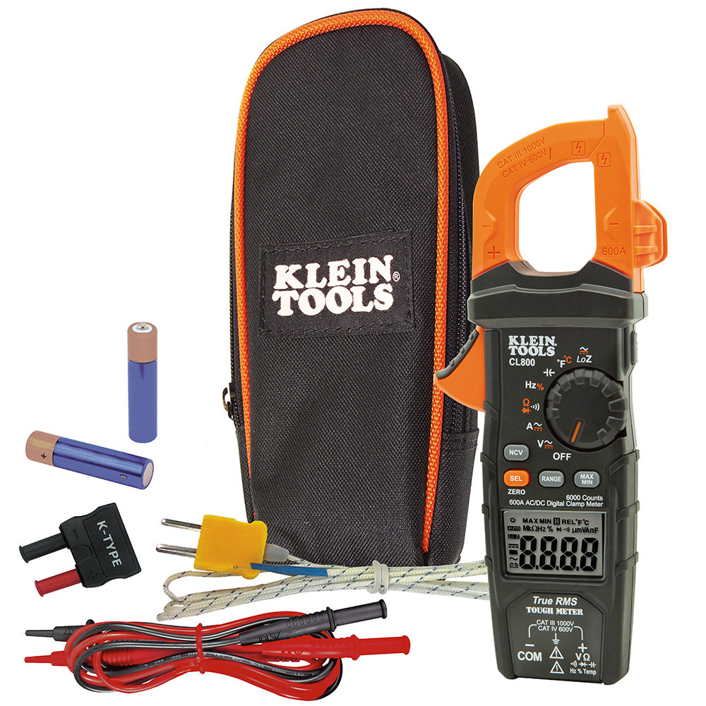 Klein KLE-CL800 - Digital Clamp Meter, AC Auto-Range TRMS, Low Impedance (LoZ), Auto Off - Wise Line Tools