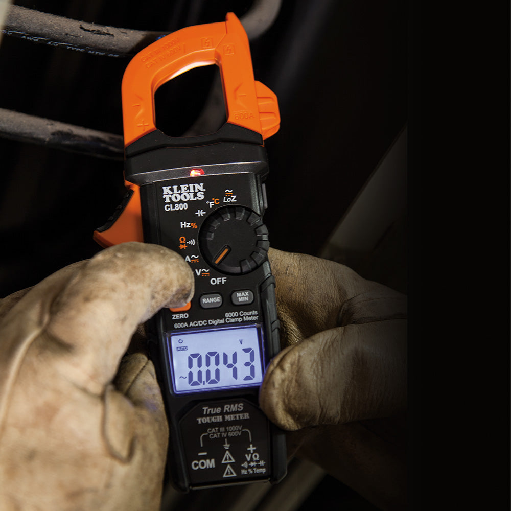 Klein KLE-CL800 - Digital Clamp Meter, AC Auto-Range TRMS, Low Impedance (LoZ), Auto Off - Wise Line Tools