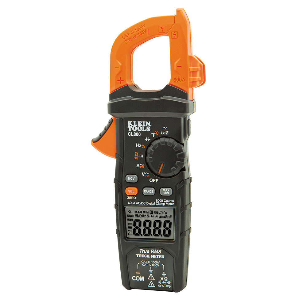 Klein KLE-CL800 - Digital Clamp Meter, AC Auto-Range TRMS, Low Impedance (LoZ), Auto Off - Wise Line Tools