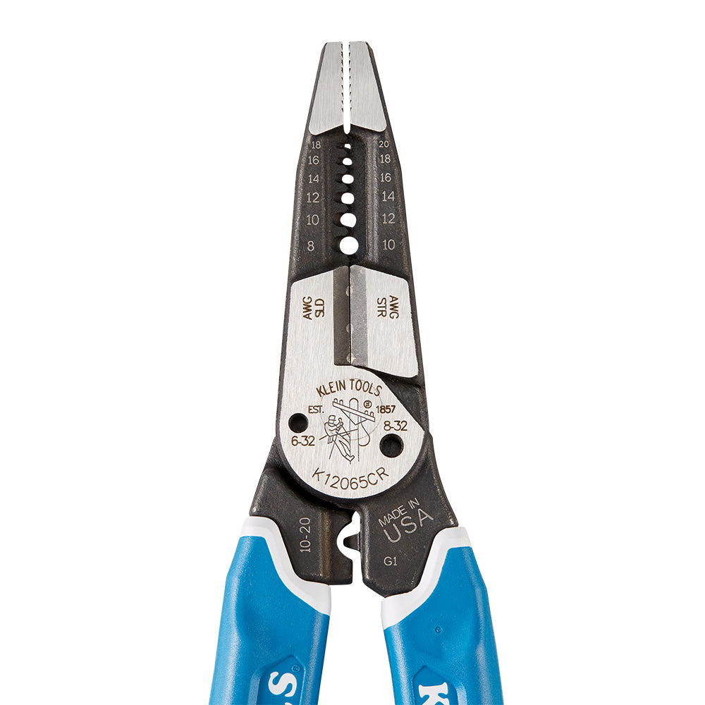Klein KLE-K12065CR - Klein-Kurve® Heavy-Duty Wire Stripper / Cutter / Crimper Multi Tool, 8-20 AWG - Wise Line Tools
