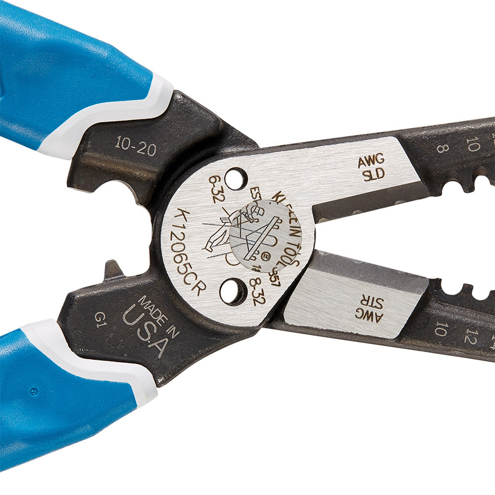 Klein KLE-K12065CR - Klein-Kurve® Heavy-Duty Wire Stripper / Cutter / Crimper Multi Tool, 8-20 AWG - Wise Line Tools