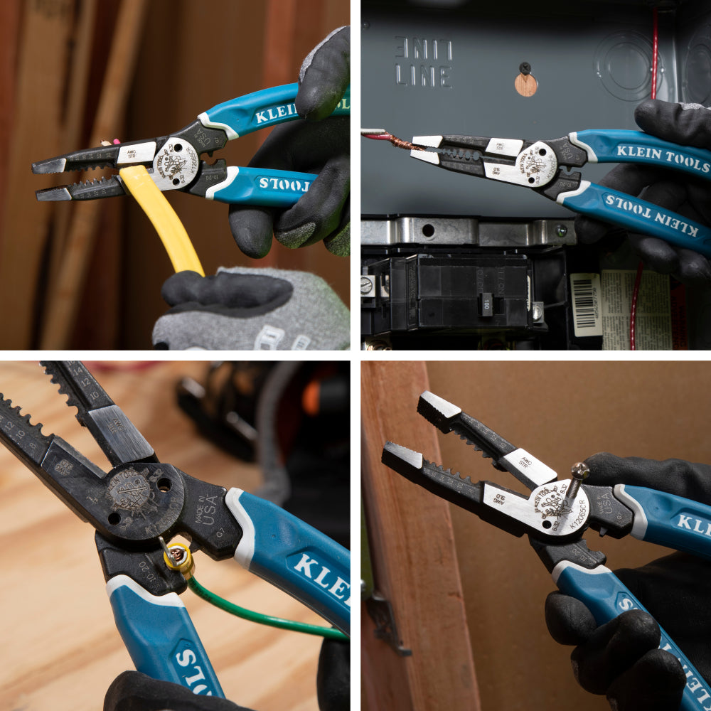 Klein KLE-K12065CR - Klein-Kurve® Heavy-Duty Wire Stripper / Cutter / Crimper Multi Tool, 8-20 AWG - Wise Line Tools