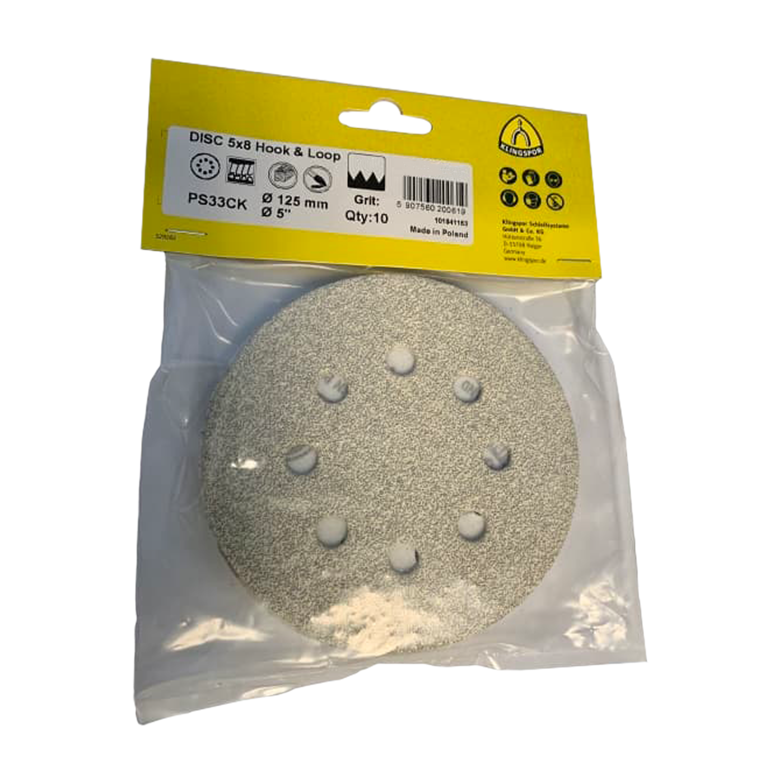 Klingspor Sanding Disc  5" x 8 Hole 10 Pack