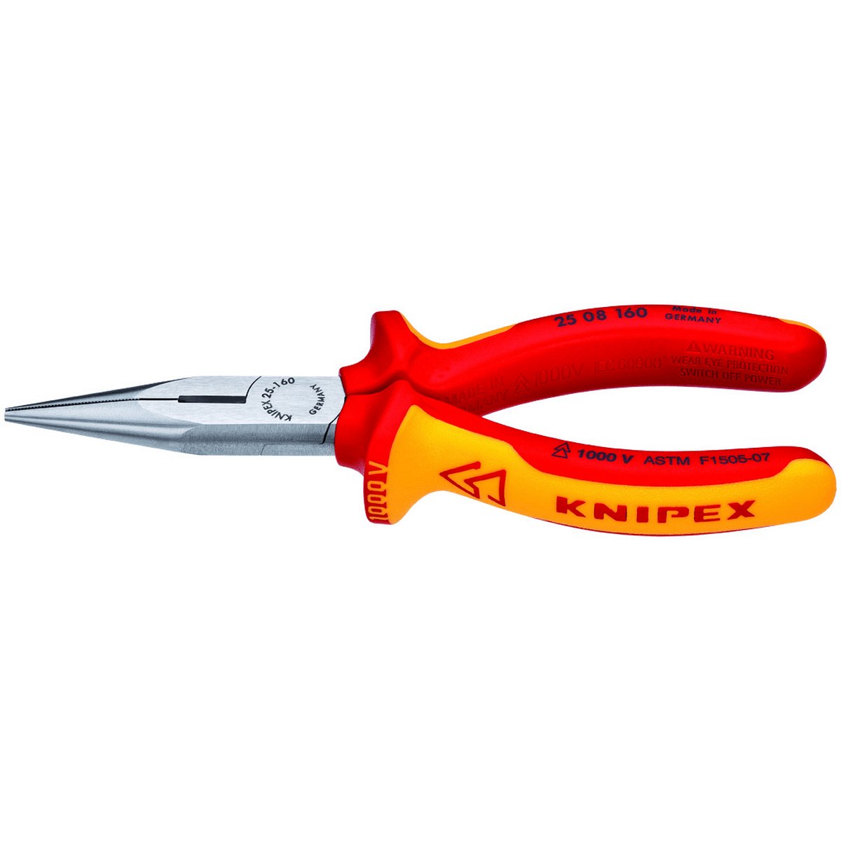Knipex 2508160SBA - 6 1/4" Long Nose Pliers with Cutter-1000V Insulated - Wise Line Tools