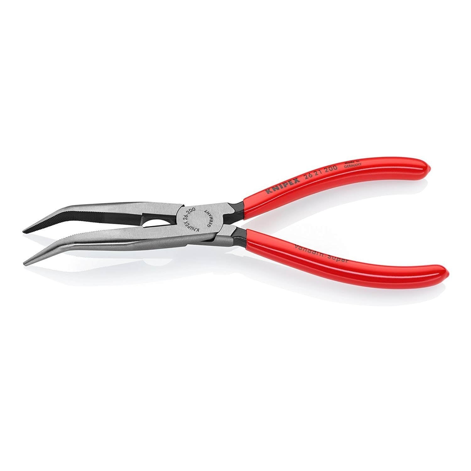 Knipex 2621200SBA - 8" Long Nose 40° Angled Pliers with Cutter - Wise Line Tools