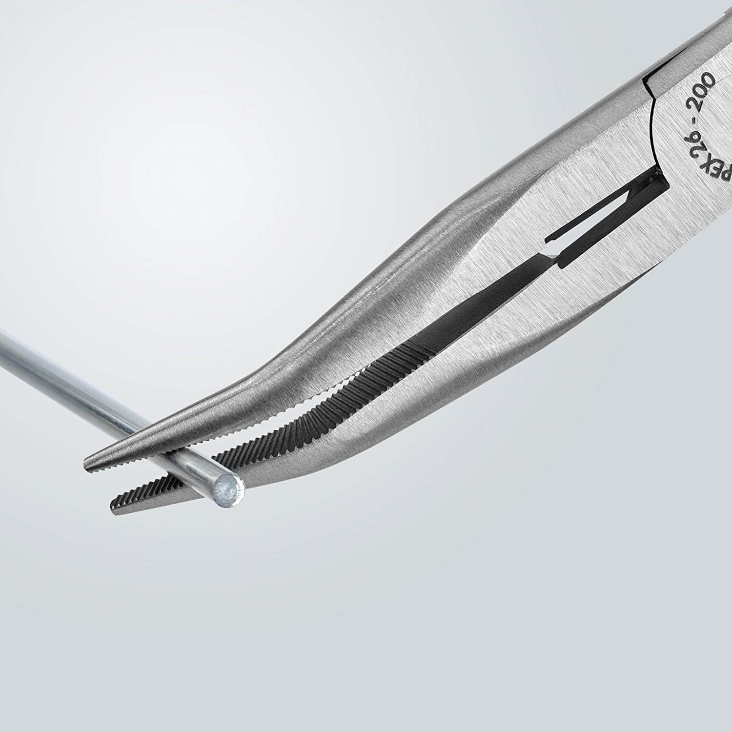 Knipex 2621200SBA - 8" Long Nose 40° Angled Pliers with Cutter - Wise Line Tools