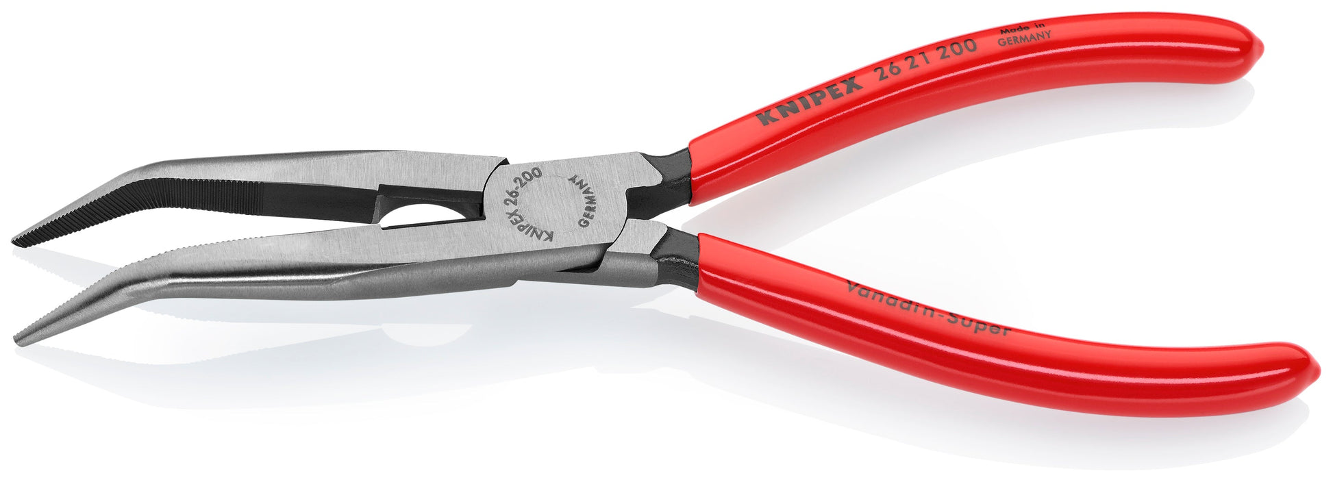 Knipex 2621200SBA - 8" Long Nose 40° Angled Pliers with Cutter - Wise Line Tools