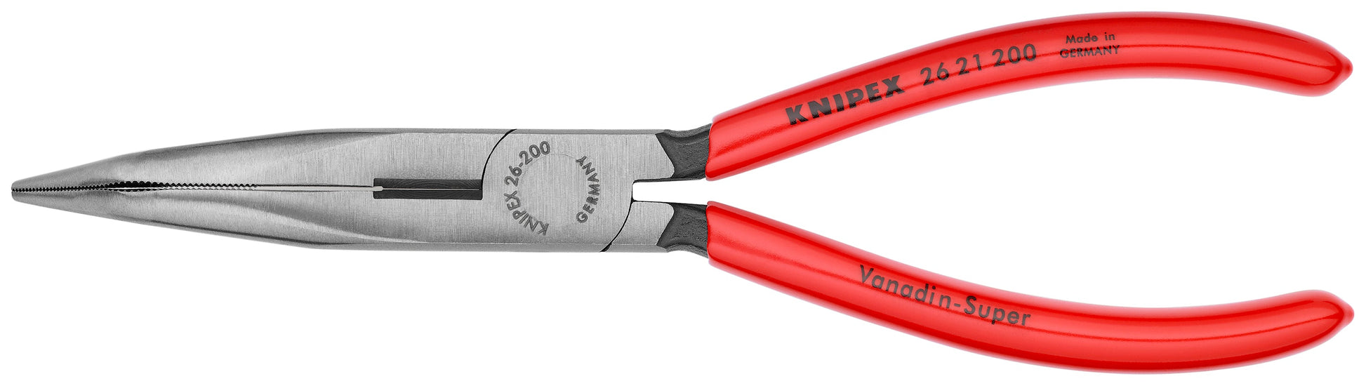 Knipex 2621200SBA - 8" Long Nose 40° Angled Pliers with Cutter - Wise Line Tools