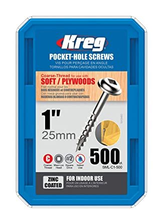 Kreg SML-C1-500  -  1" Maxi-Loc Zinc Pocket-Hole Screws (coarse) 500pack - Wise Line Tools