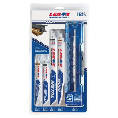Lenox 12Pc Demolition Reciprocating Saw Blade Kit with Case - 1214412RKD - Wise Line Tools