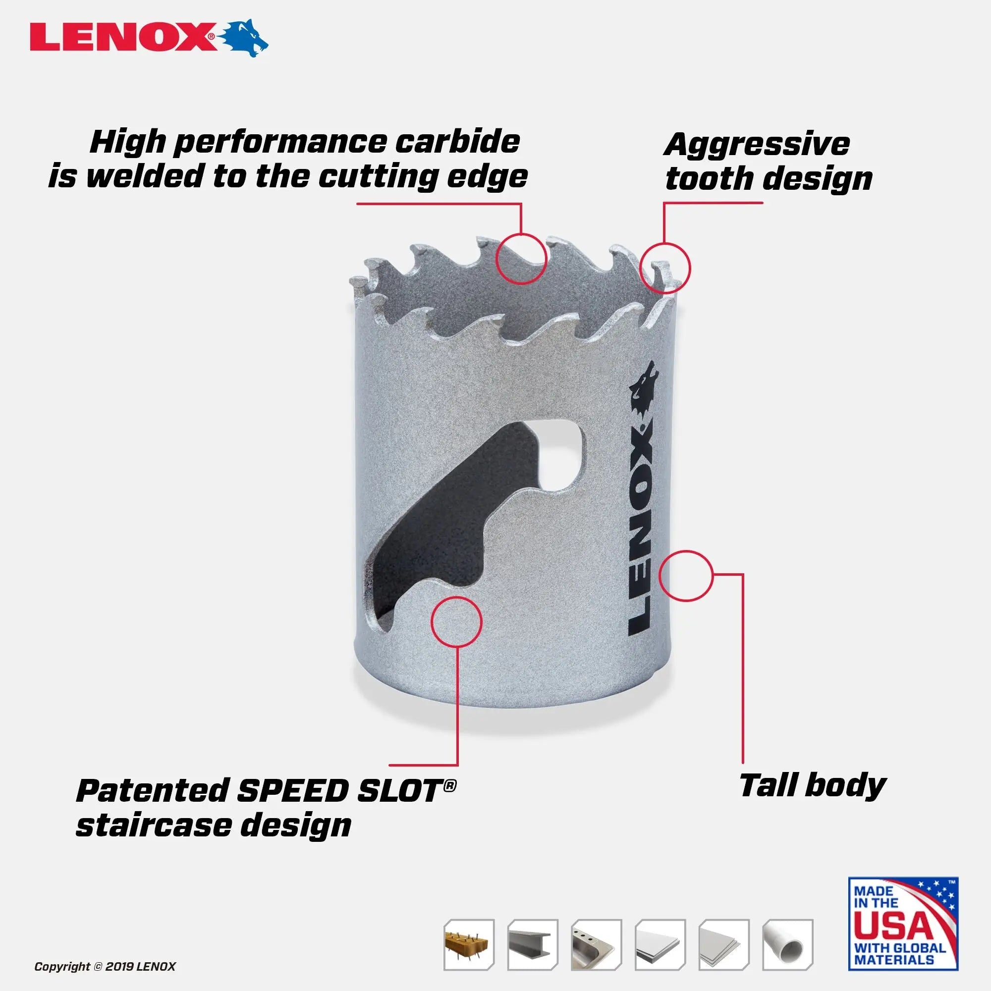 LENOX LXAH3134 – LENOX 1-3/4" Speed Slot Carbide Tipped Hole Saw LENOX