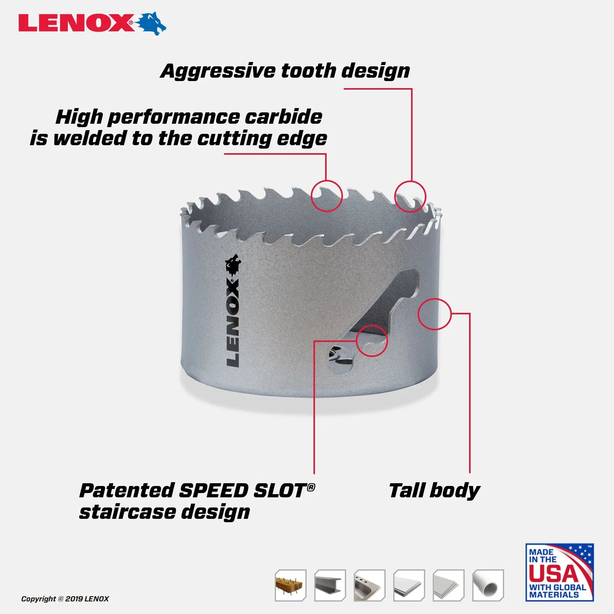 LENOX LXAH3314 – LENOX 3-1/4" Speed Slot Carbide Tipped Hole Saw LENOX