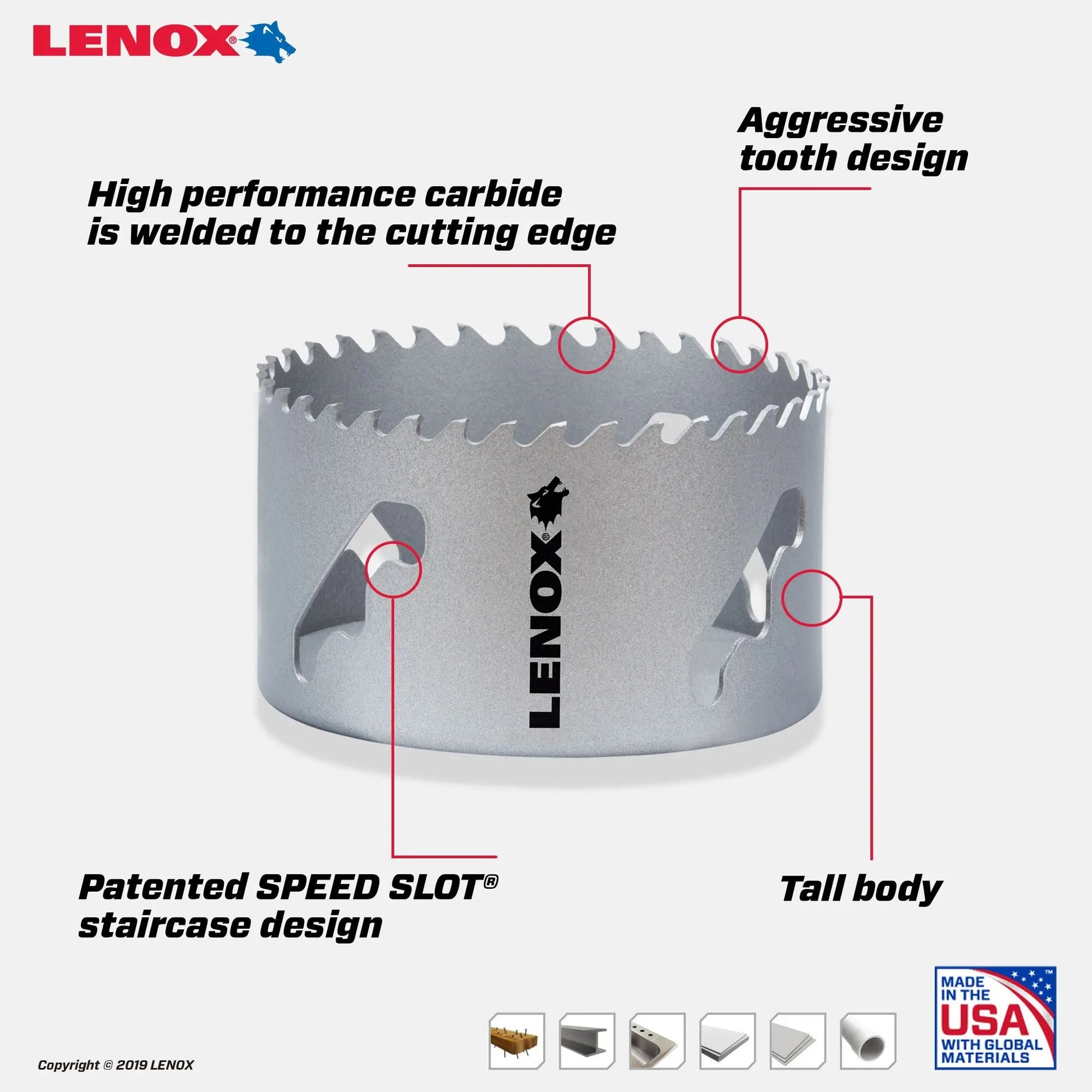 LENOX LXAH34 – LENOX 4" Speed Slot Carbide Tipped Hole Saw LENOX