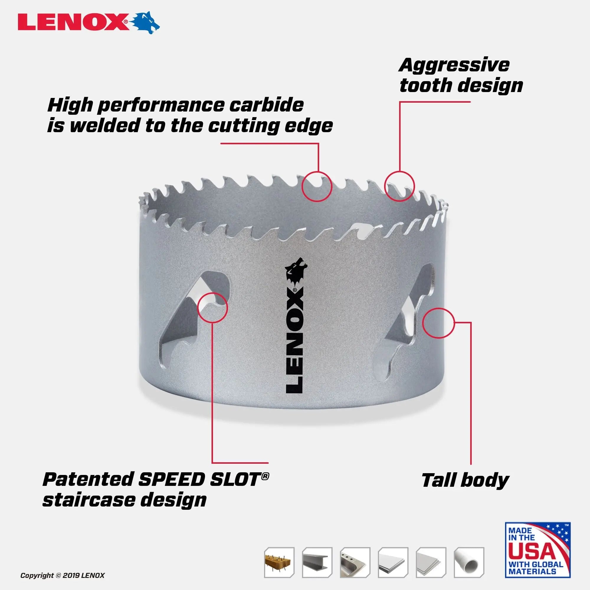 LENOX LXAH34 – LENOX 4" Speed Slot Carbide Tipped Hole Saw LENOX