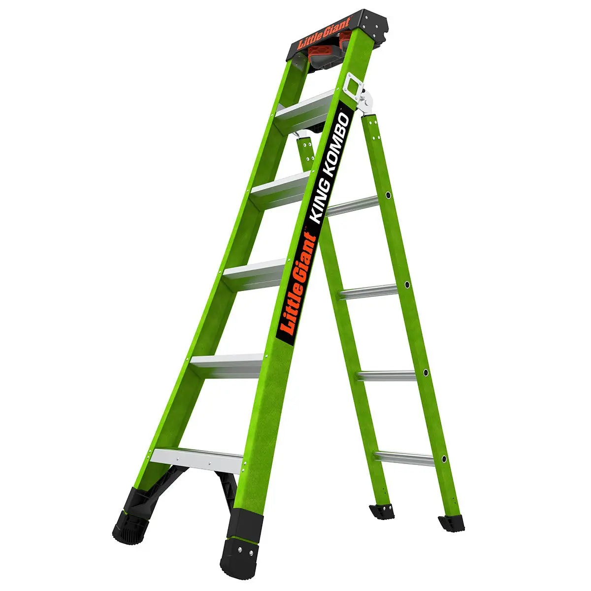 Little Giant 13906-303 - KING KOMBO, Professional, M6, 6’- CSA Grade Type IAA – 375 lb/170 kg Rated, Fiberglass, 3-in-1 Combination Ladder, Rotating Wall Pad, GRIP-N-GO Single-Hand Release Hinge - Wise Line Tools