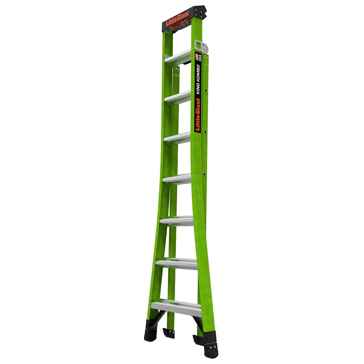 Little Giant 13908-303 - KING KOMBO, Professional, M8, 8’- CSA Grade Type IAA – 375 lb/170 kg Rated, Fiberglass, 3-in-1 Combination Ladder, Rotating Wall Pad, GRIP-N-GO Single-Hand Release Hinge - Wise Line Tools