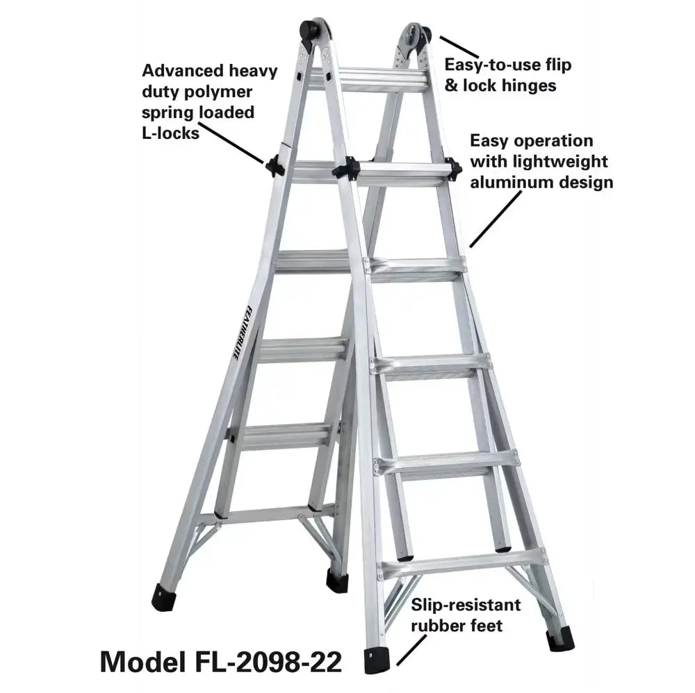 LOUISVILLE L-2098-22 - LADDER 22-FOOT ALUMINUM MULTIPURPOSE LADDER, 300-POUND LOAD CAPACITY louisville