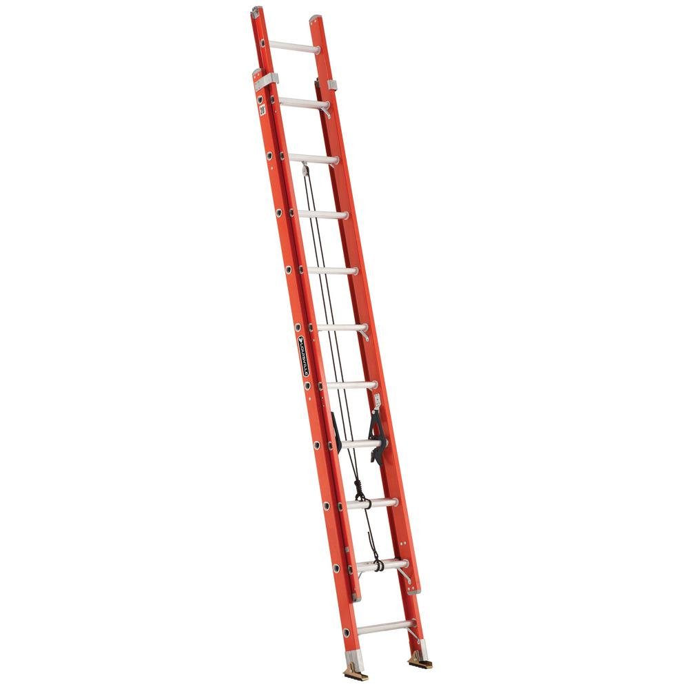 LOUISVILLE LADDER 20-FOOT FIBERGLASS EXTENSION LADDER, TYPE IA, 300-POUND LOAD CAPACITY, FE3220 - Wise Line Tools