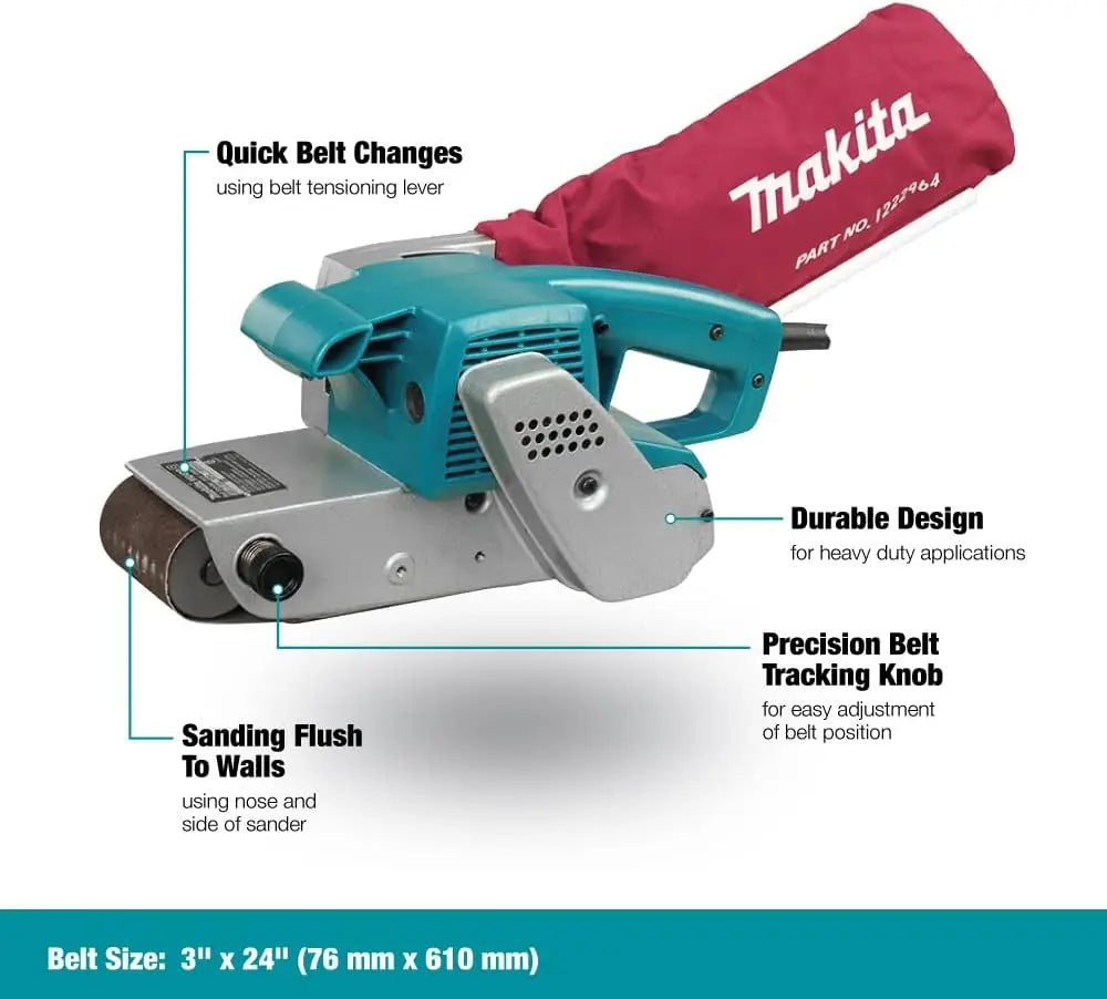MAKITA 9924DB - 7.8 Amp 3-Inch by 24-Inch Belt Sander with Cloth Dust Bag MAKITA