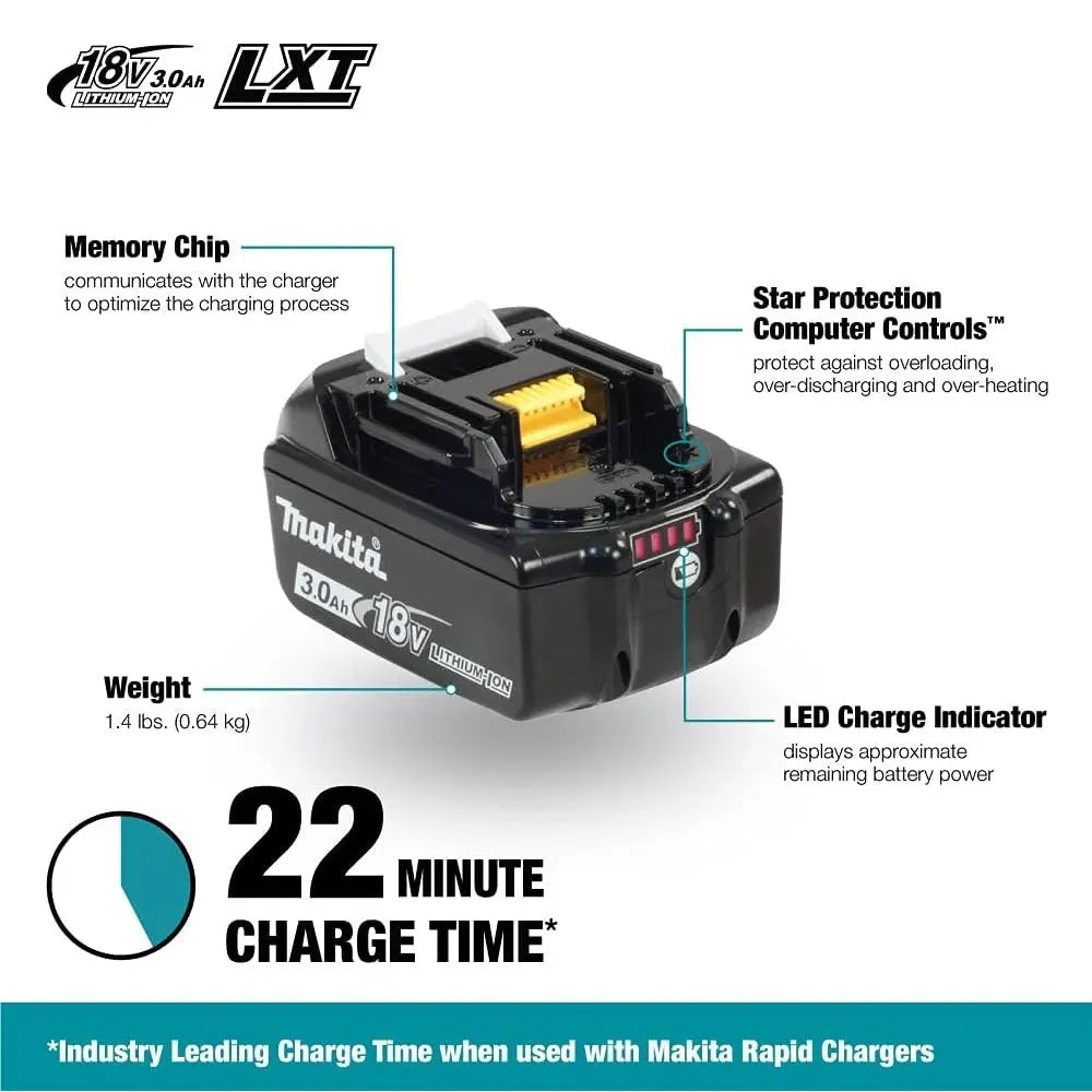 MAKITA BL1830-2 - 18V 3.0Ah Li-Ion Battery - 2 PACK MAKITA