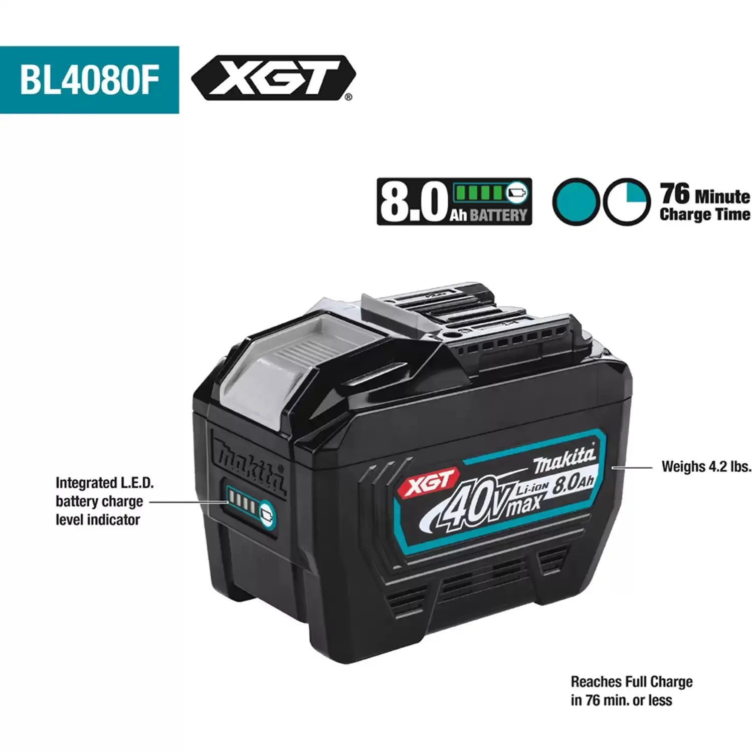MAKITA BL4080F - 40V MAX XGT (8.0Ah) Li-Ion Battery MAKITA