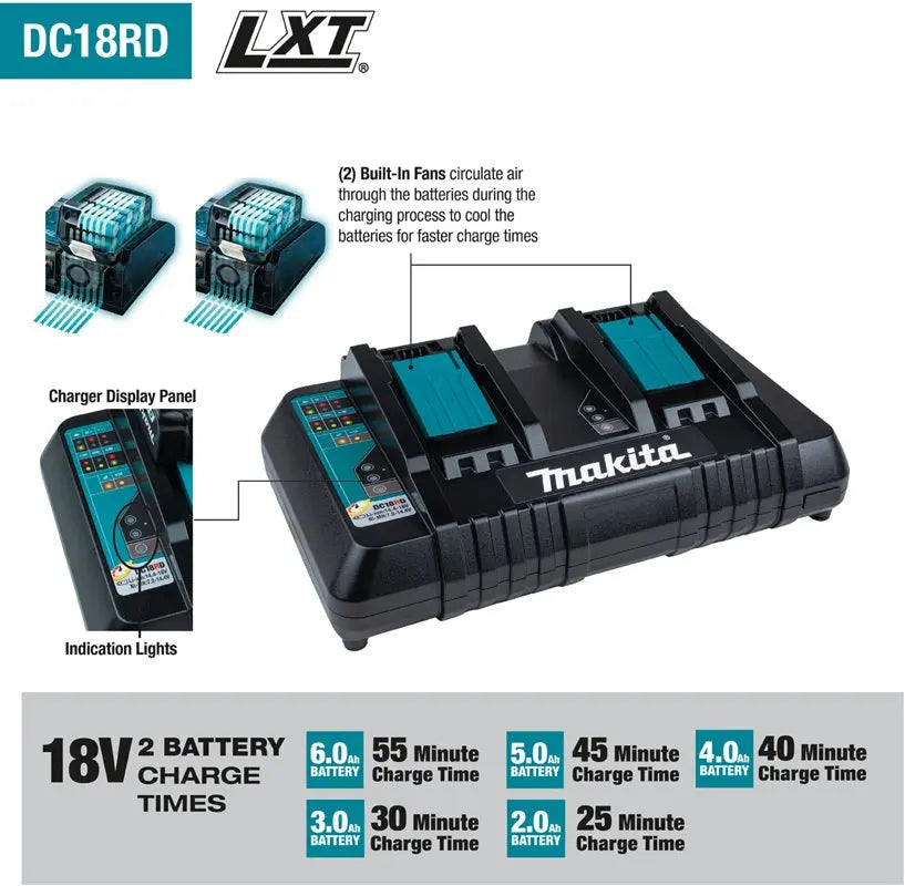 MAKITA DC18RD - 18V Dual Port Rapid Charger MAKITA
