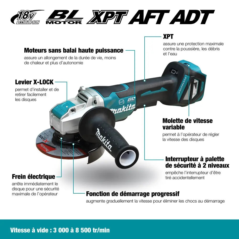 MAKITA DGA519Z - 5" Cordless Angle Grinder with X-Lock and Brushless Motor MAKITA