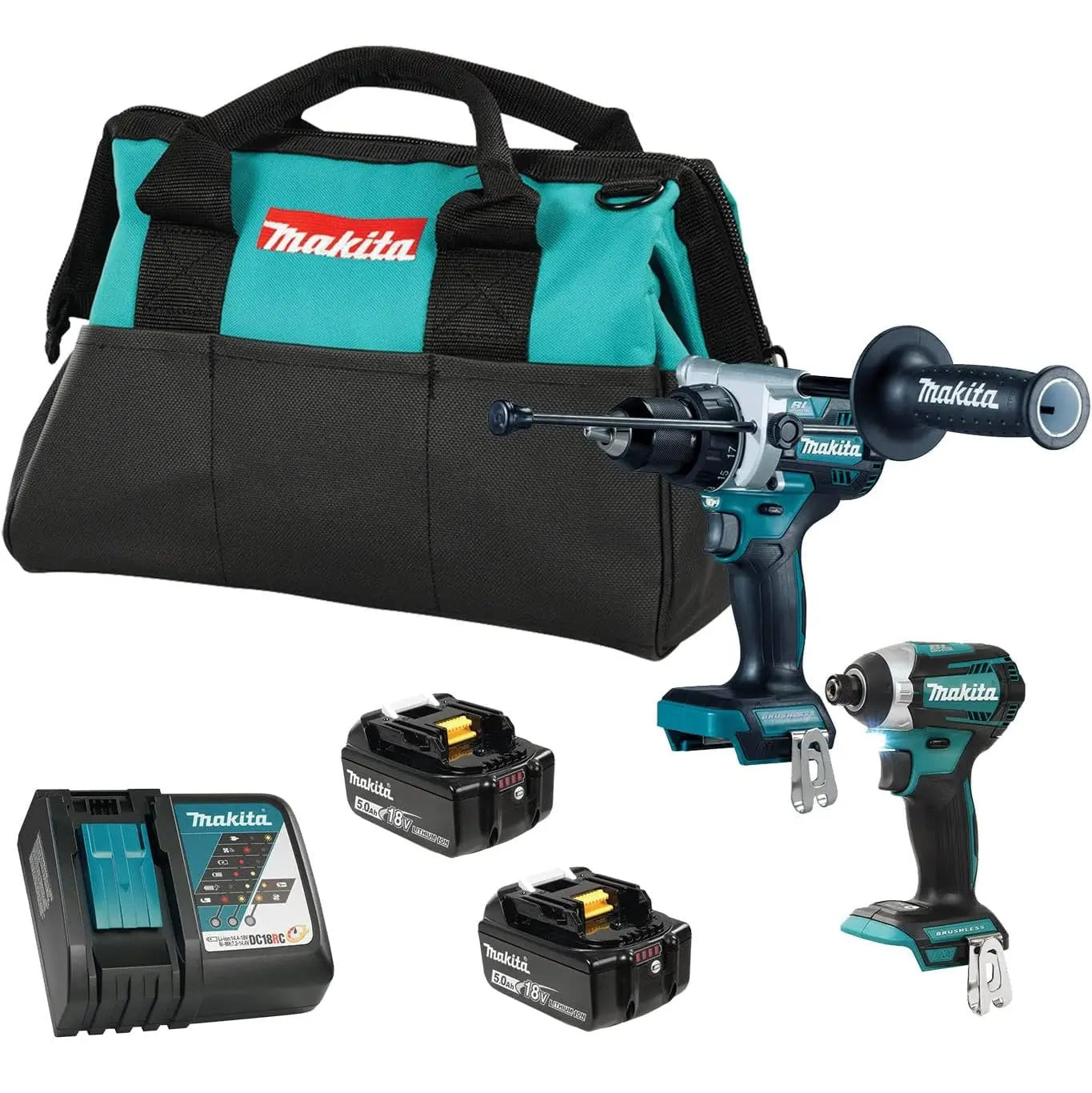 MAKITA DLX2412TX1 - 18V LXT Brushless 2 Tool Combo Kit, 5.0Ah x2 MAKITA