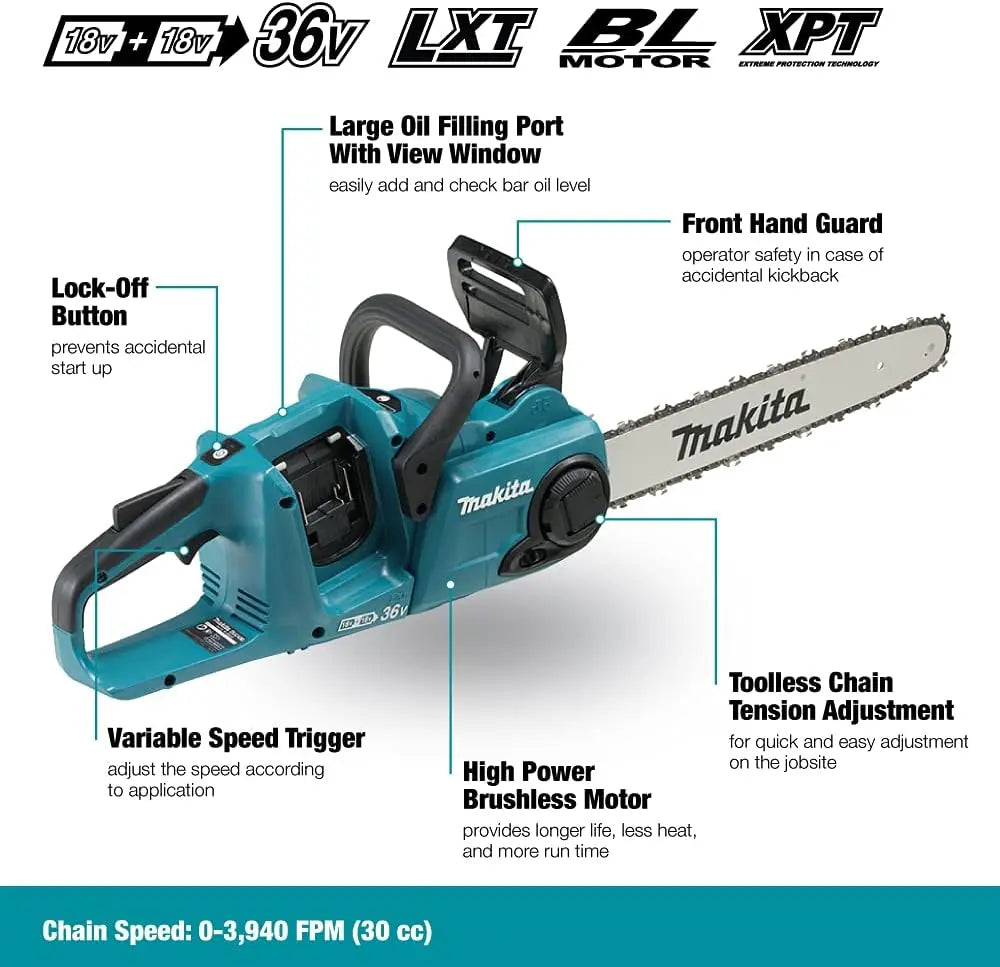 MAKITA DUC400Z - 18Vx2 LXT Brushless 16" Chainsaw Makita