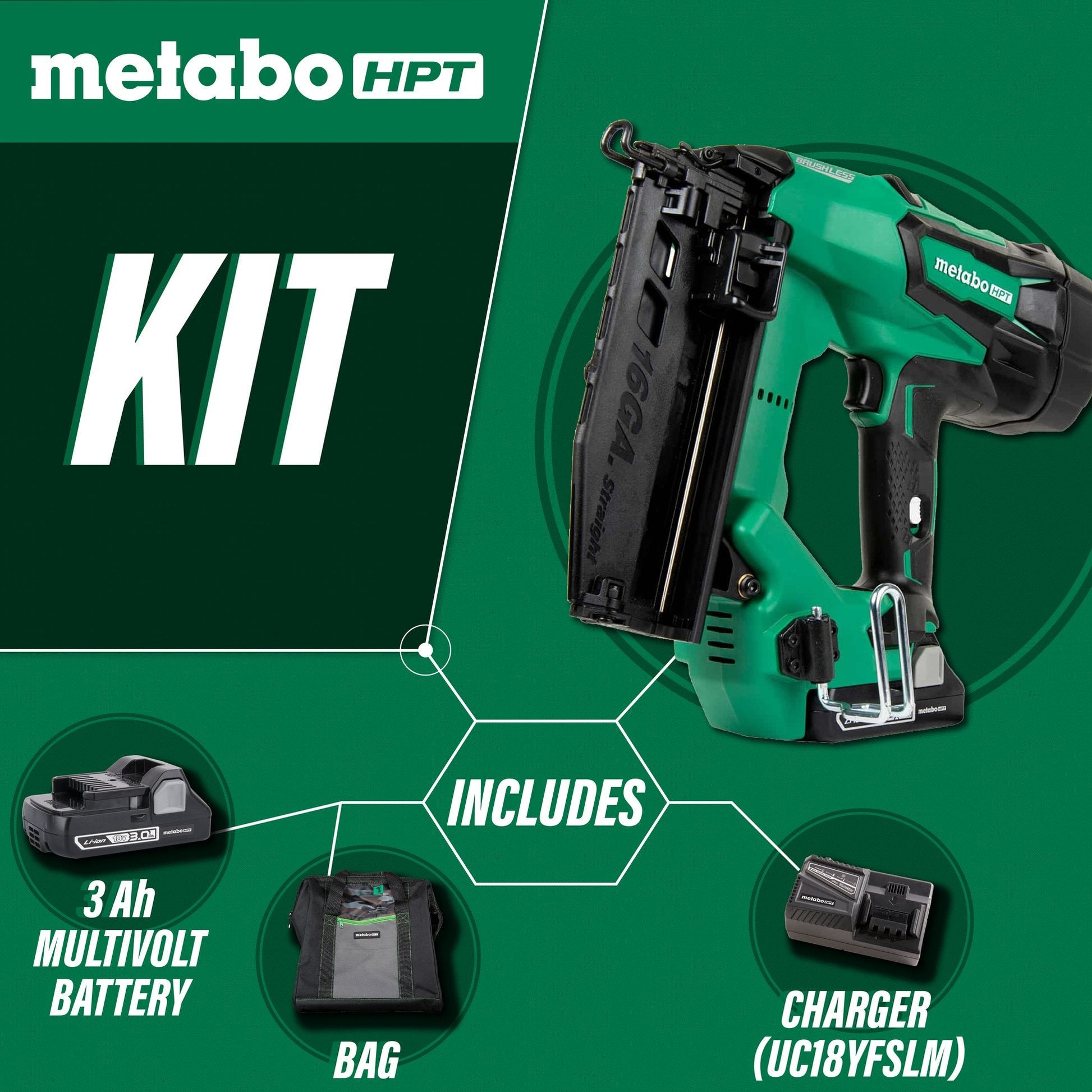 METABO Li-Ion NT1865DM 16 Gauge Straight Cordless Finish Nailer, 1 METABO