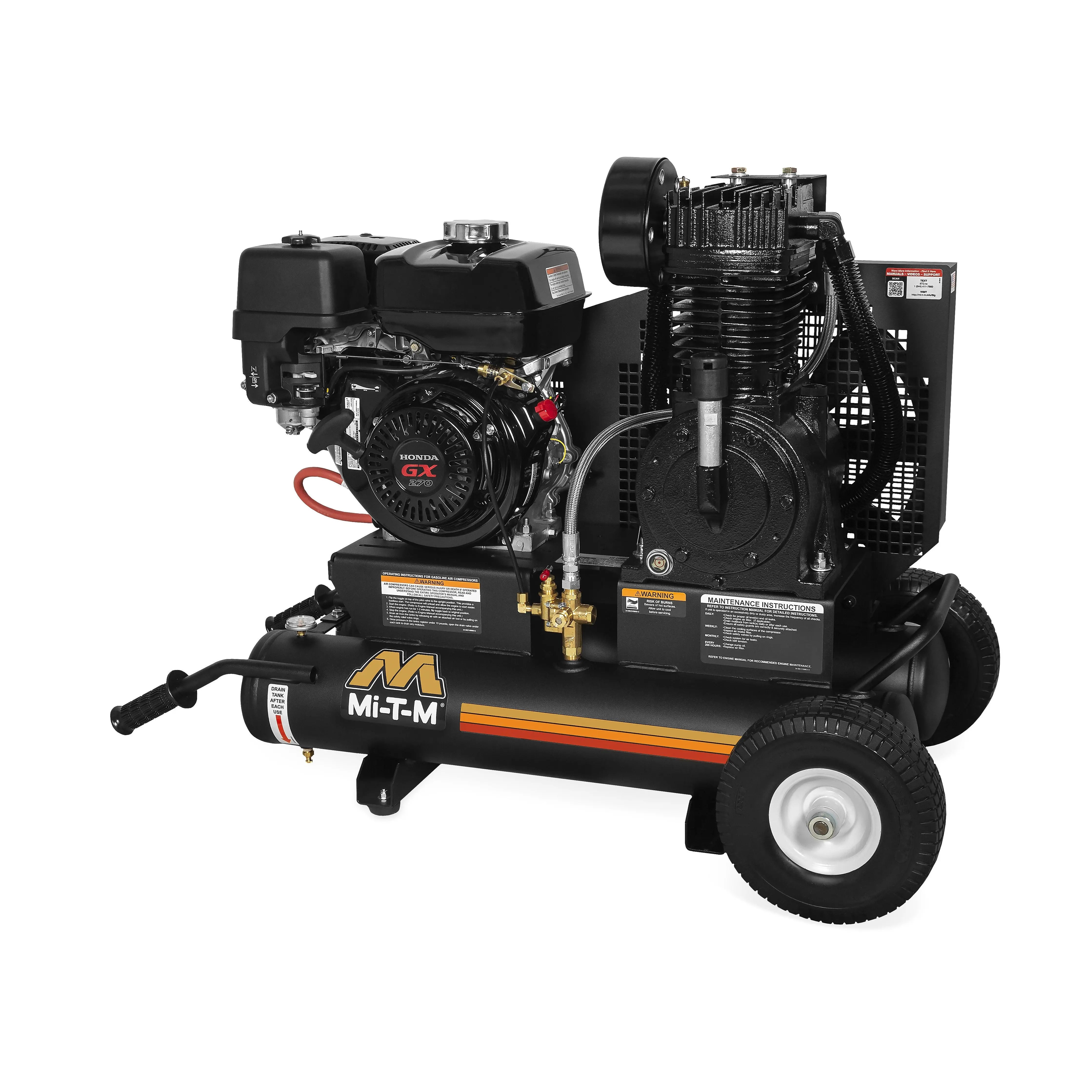 MI-T-M AM2-PH09-08M - 17.2 CFM 9 HP Honda Wheelbarrow Compressor MI-T-M