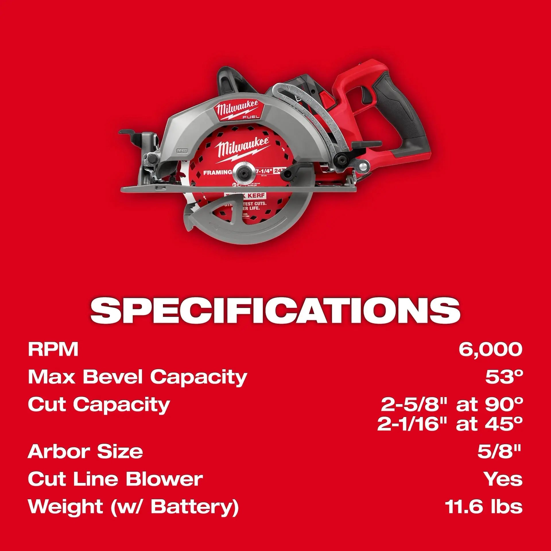 MILWAUKEE 2930-21HD - M18 Fuel 7-1/4" Rear Handle Circular Saw Kit MILWAUKEE