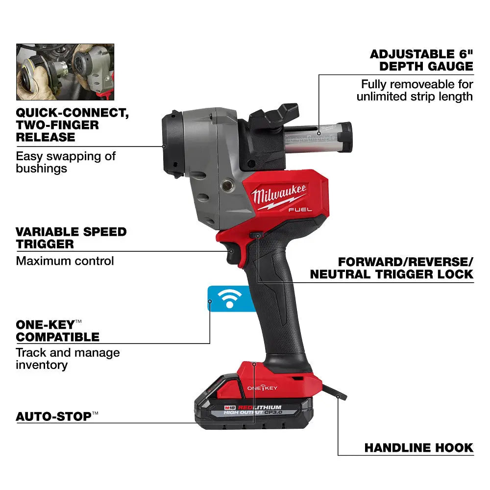 MILWAUKEE 2937-21 - M18 FUEL™ Covered Conductor Cable Stripper Kit w/ Adjustable Bushings MILWAUKEE