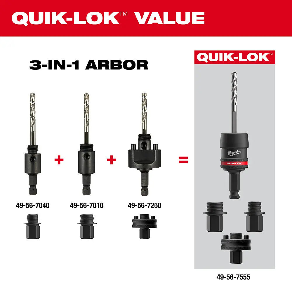 MILWAUKEE 49-56-7555 - 5PC 7/16" QUIK-LOK™ Arbor Set MILWAUKEE