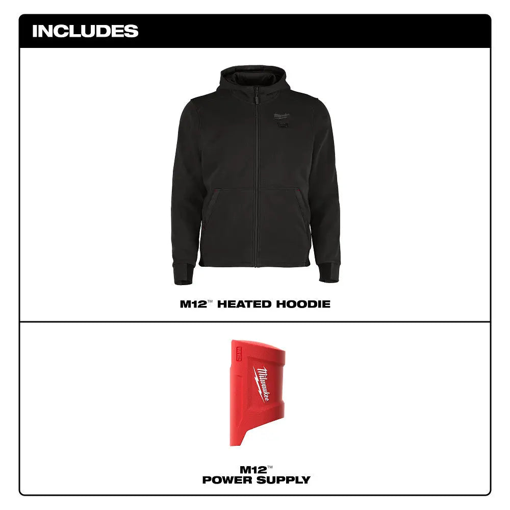 MILWAUKEE M200B-20M - M12™ Heated Hoodie - Black - M MILWAUKEE