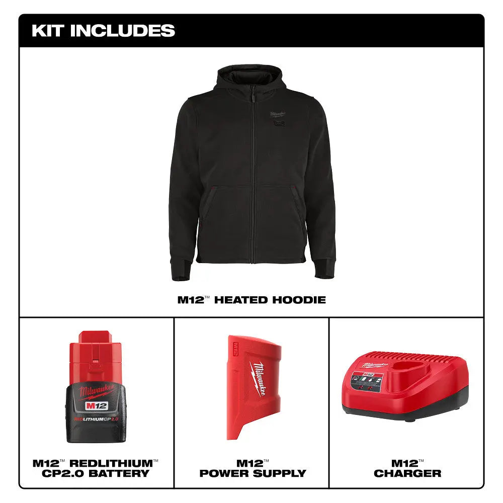 MILWAUKEE M200B-213X - M12™ Heated Hoodie Kit - Black - 3X MILWAUKEE